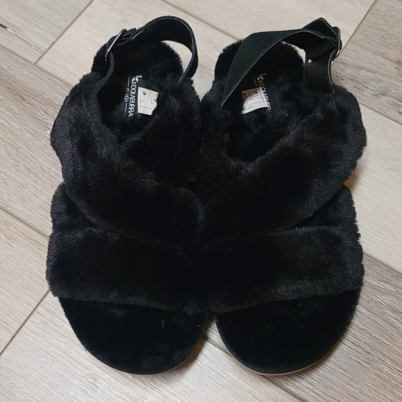 Koolaburra by UGG fuzzee flat sandal/slides with strap - Picture 1 of 4